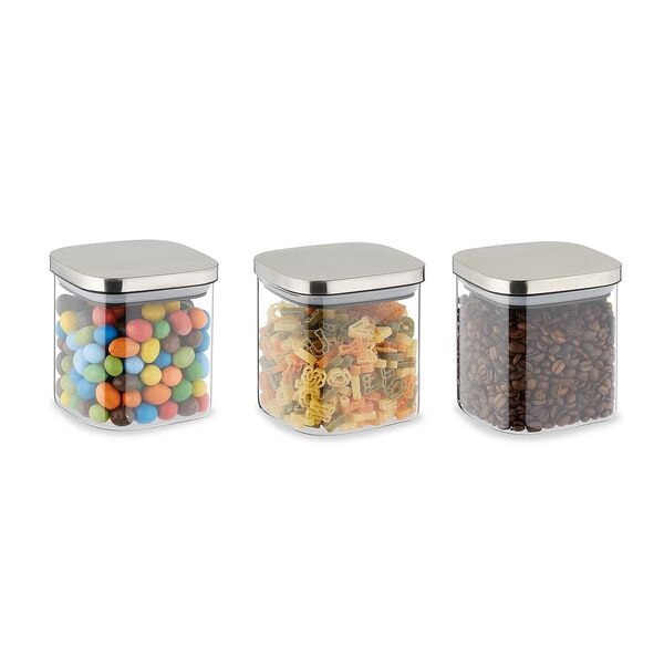 relaxdays 3er-Set Vorratsglser mit Deckel - 600 ml