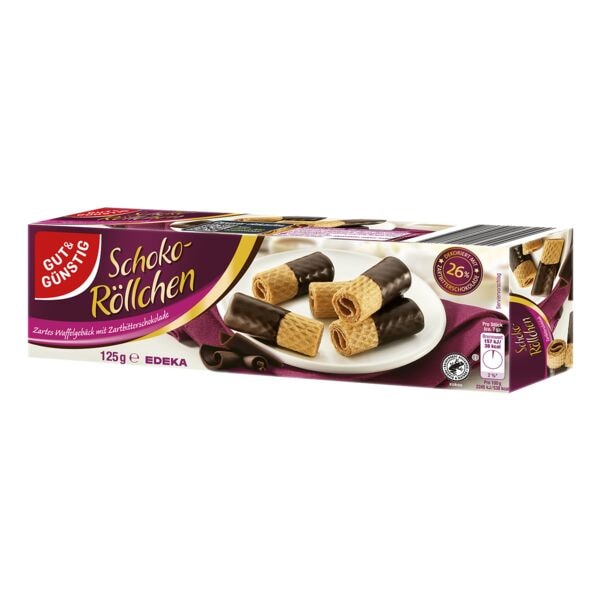 Gut und Gnstig Waffelgebck Schoko-Rllchen Zartbitter
