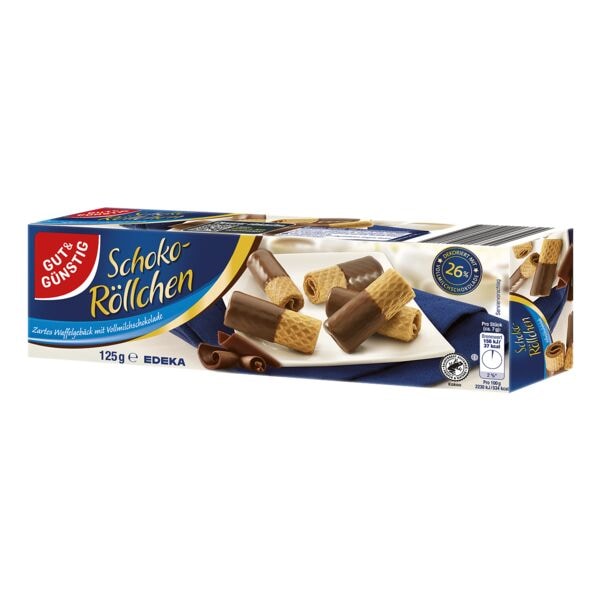 Gut und Gnstig Waffelgebck Schoko-Rllchen Vollmilch