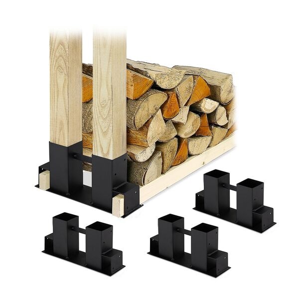 relaxdays 4er-Set Holzstapelhilfe