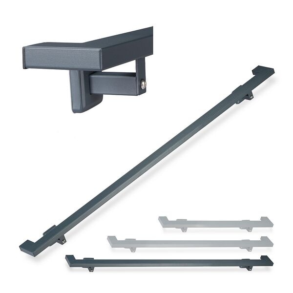 relaxdays Handlauf eckig anthrazit 200 cm