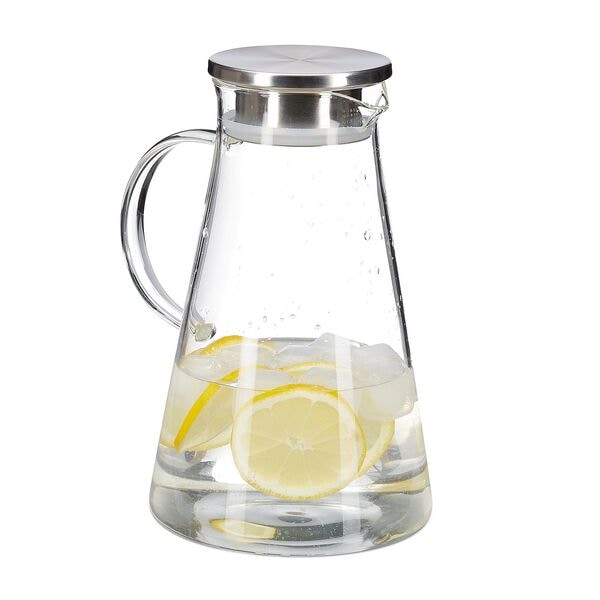 relaxdays Glaskaraffe mit Deckel 1,8 l