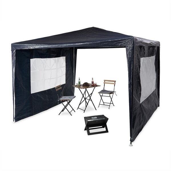 relaxdays Pavillon 3x3m mit 2 Seitenteilen