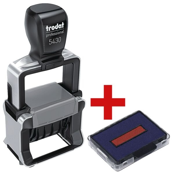Trodat Datumstempel »5430/L« inkl. 2er-Pack Ersatzstempelkissen »6/50/2 blau/rot« Trodat Datumstempel »5430/L« inkl. 2er-Pack Ersatzstempelkissen »6/50/2 blau/rot«