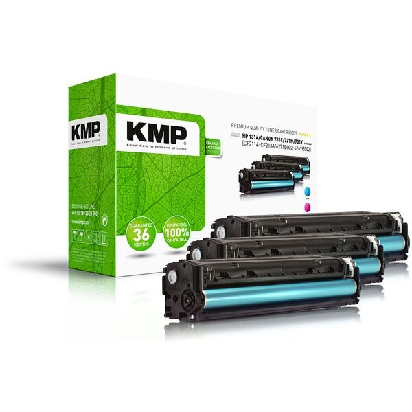 KMP Toner-Set ersetzt HP »HP 131A« und Canon »731« cyan, magenta, gelb