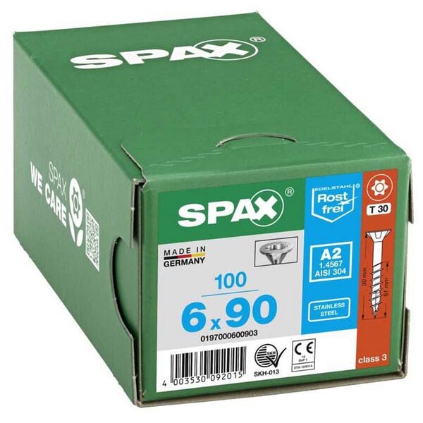 SPAX Universalschrauben T30 Senkkopf Edelstahl A2 6 x 90 mm 100 Stck