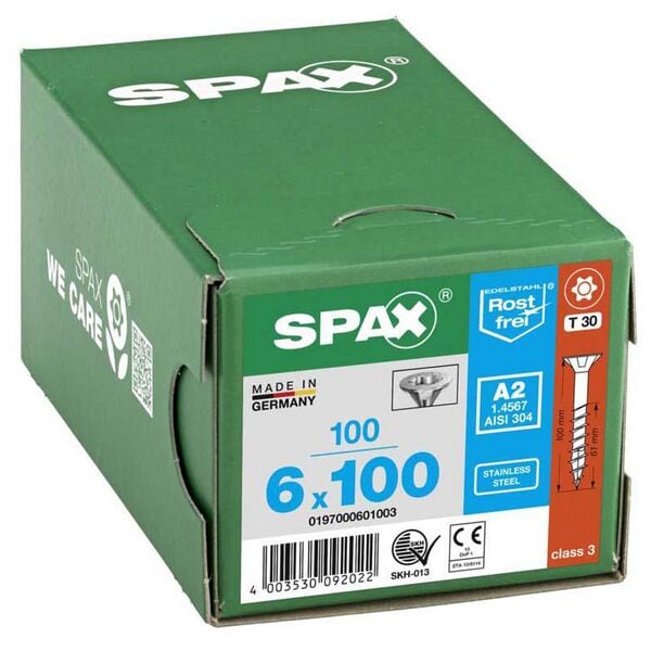 SPAX Universalschrauben T30 Senkkopf Edelstahl A2 6 x 100 mm 100 Stück