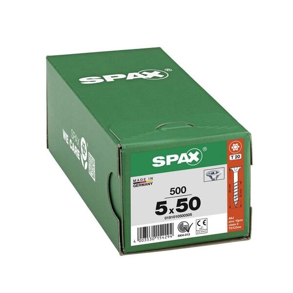 SPAX Universalschrauben T20 Senkkopf WIROX 5 x 50 mm 500 Stück SPAX Universalschrauben T20 Senkkopf WIROX 5 x 50 mm 500 Stück