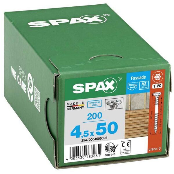 SPAX Fassadenschrauben T20 Linsensenkkopf A2 4,5 x 50 mm 200 Stck