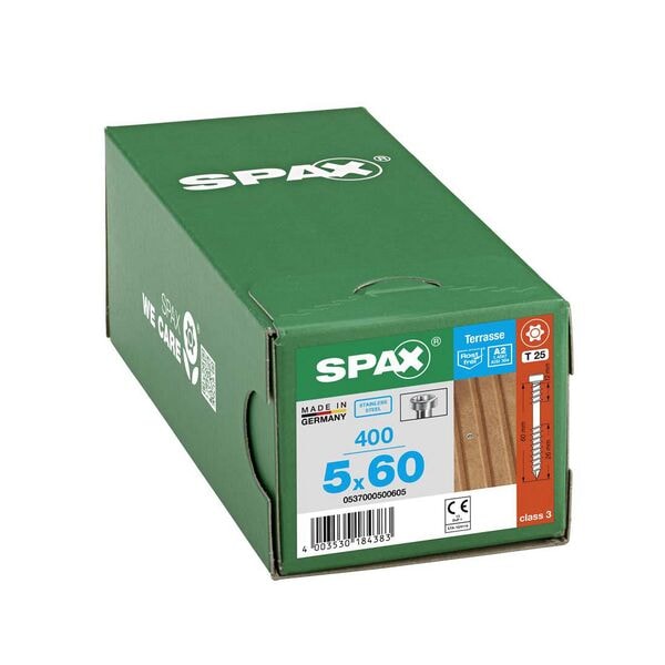 SPAX Terrassenschrauben T25 Zylinderkopf Edelstahl A2 5 x 60 mm 400 Stück SPAX Terrassenschrauben T25 Zylinderkopf Edelstahl A2 5 x 60 mm 400 Stück