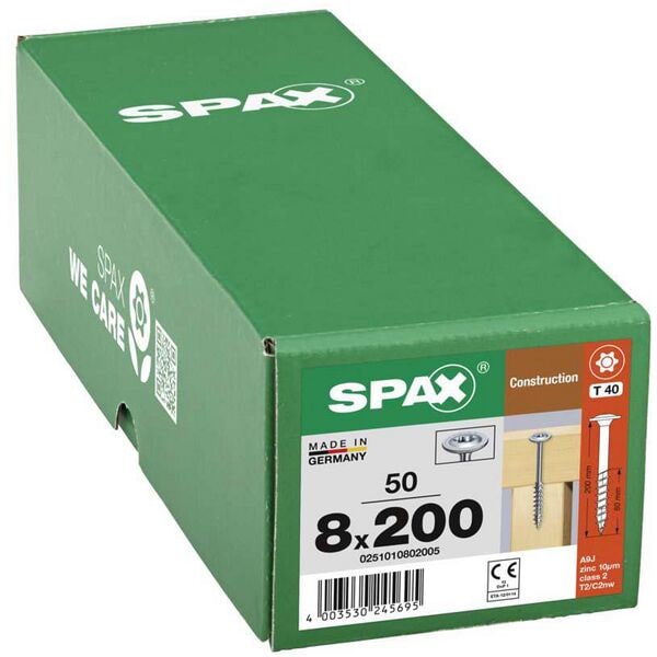 SPAX Holzbauschrauben T40 Tellerkopf WIROX 8 x 200 mm 50 Stück