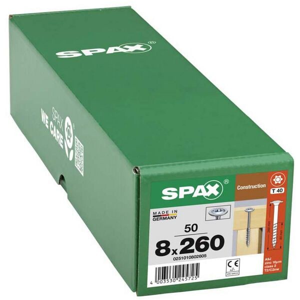 SPAX Holzbauschrauben T40 Tellerkopf WIROX 8 x 260 mm 50 Stck