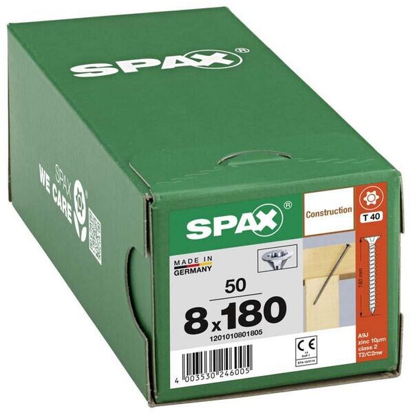 SPAX Holzbauschrauben T40 Senkkopf WIROX 8 x 180 mm 50 Stck