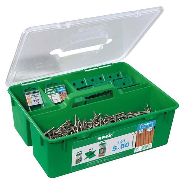 SPAX Terrassenschrauben-Sortiment »GREEN BOX Terrasse 5 x50 mm« 868 Teile SPAX Terrassenschrauben-Sortiment »GREEN BOX Terrasse 5 x50 mm« 868 Teile