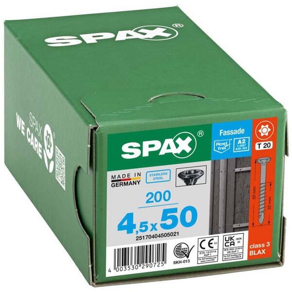 SPAX Fassadenschrauben T20 Linsenkopf BLAX A2 4,5 x 50 mm 200 Stck