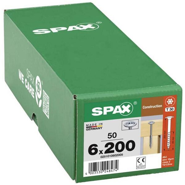 SPAX Holzbauschrauben T30 Tellerkopf WIROX 6 x 200 mm 50 Stck