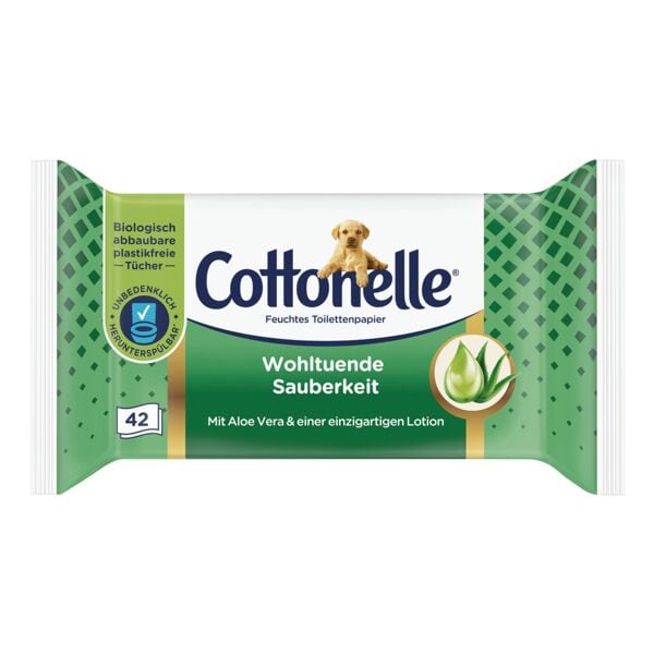 Cottonelle Feuchtes Toilettenpapier Wohltuende Sauberkeit 1-lagig, wei - 42 Tcher