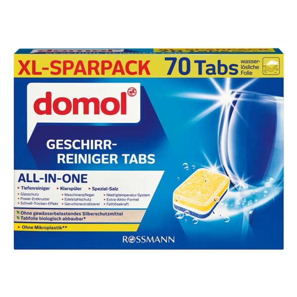 domol XL-Sparpack Geschirr-Reiniger Tabs All-In-One - 70 Stck