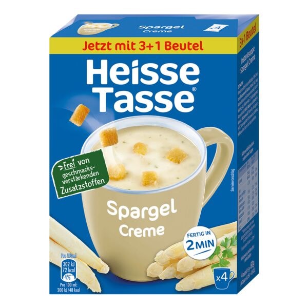 Heisse Tasse Instant-Suppe Spargel Creme - 4 x 15 g