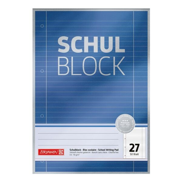 Brunnen Notizblock Premium A4 liniert mit Innen- und Auenrand, 50 Blatt