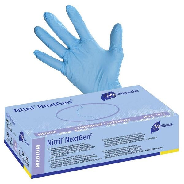 100 MEDITRADE Einmalhandschuhe Nitril® NextGen® Nitril, Gre M blau