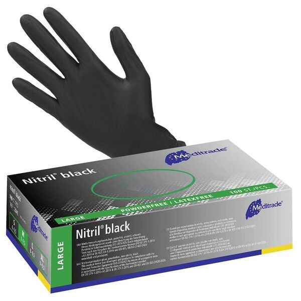 100 MEDITRADE Einmalhandschuhe Nitril® black Nitril, Größe L schwarz
