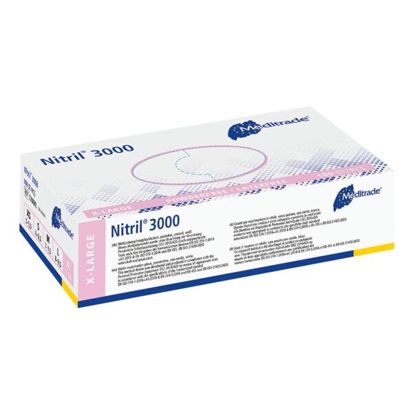 100 MEDITRADE Einmalhandschuhe Nitril® 3000 Nitril, Größe XL weiß