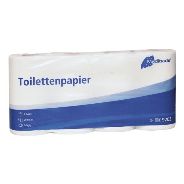 MEDITRADE Toilettenpapier 3-lagig, wei - 8 Rollen (1 Pack  8 Rollen)
