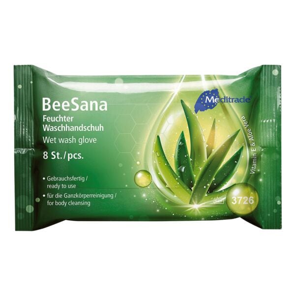 Meditrade 8er-Pack feuchte Einmal-Waschhandschuhe BeeSana®
