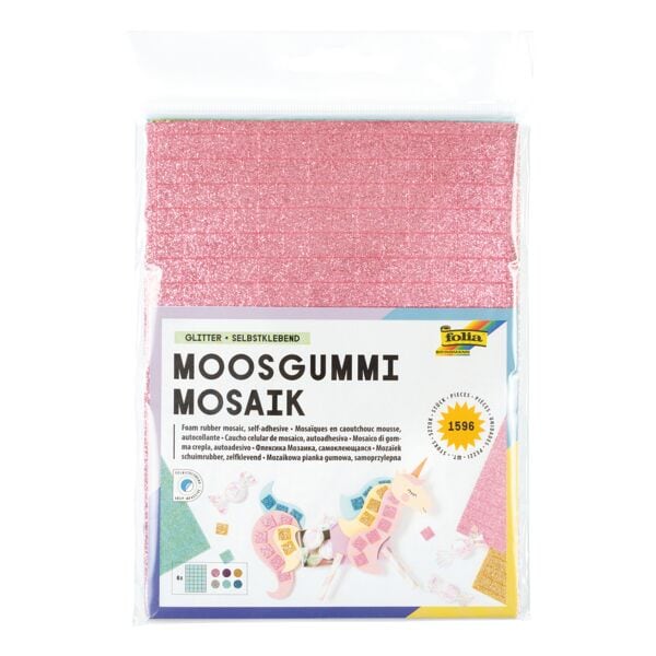 folia Moosgummi Mosaik Glitter 6 Blatt