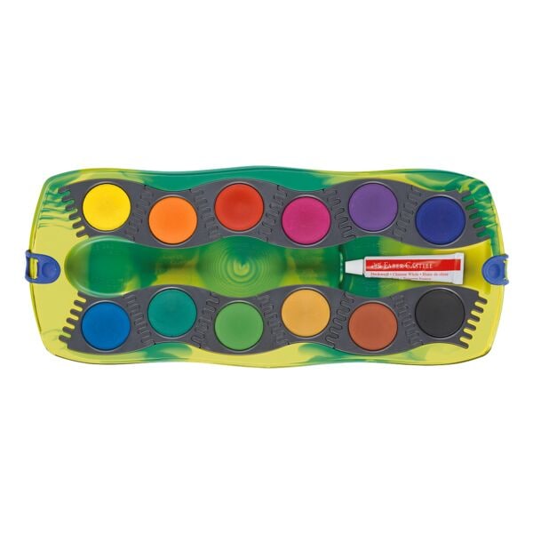 Faber-Castell (Schule) Farbkasten Connector Dino-Edition 12 Farben inkl. Deckwei,