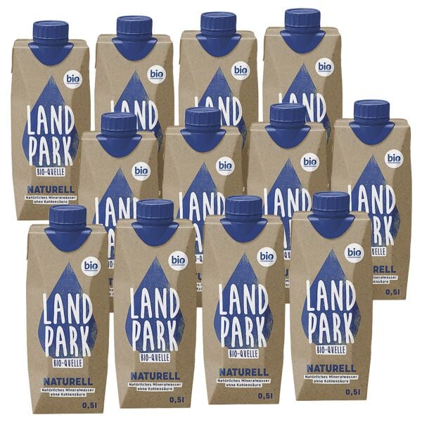 Landpark 12er-Pack Stilles Wasser Bio-Mineralwasser Bio-Quelle Naturell 500 ml