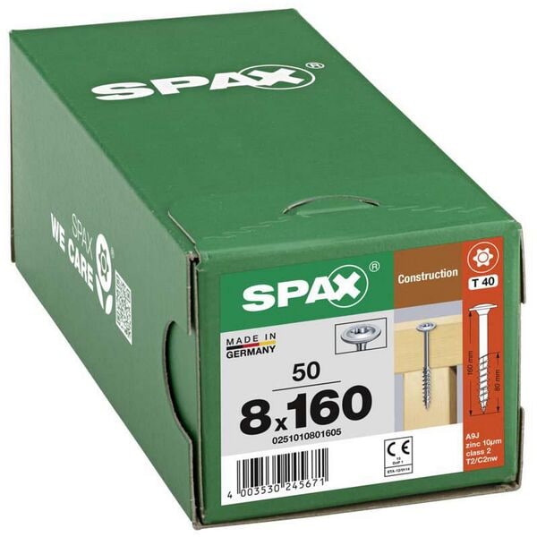 SPAX Holzbauschrauben T40 Tellerkopf WIROX 8 x 160 mm 50 St.