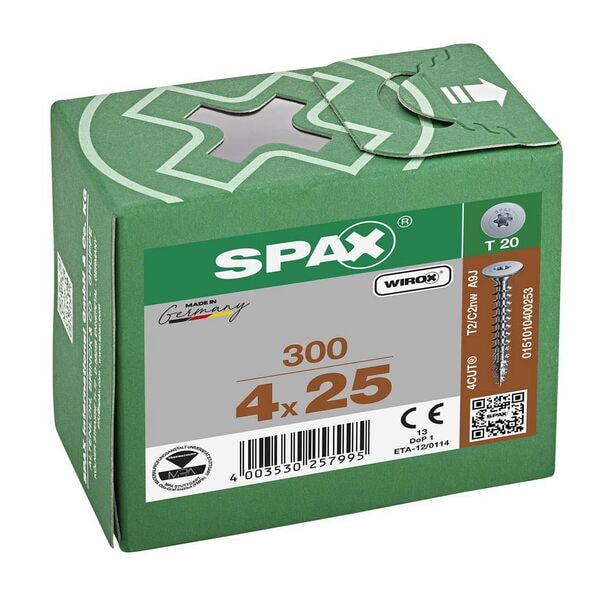 SPAX Rückwandschrauben T20 Flachkopf WIROX 4 x 25 mm 300 St. SPAX Rückwandschrauben T20 Flachkopf WIROX 4 x 25 mm 300 St.