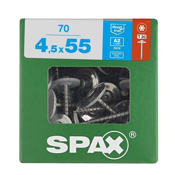 SPAX Spenglerschrauben T20 Linsensenkkopf A2 8 x 55 mm 70 St.
