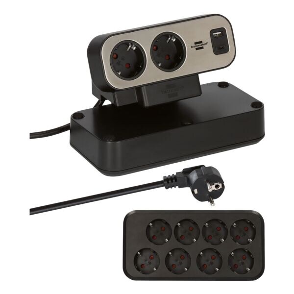 10-fach Tischsteckdosenleiste Brennenstuhl estilo Duplex USB mit Schalter schwarz