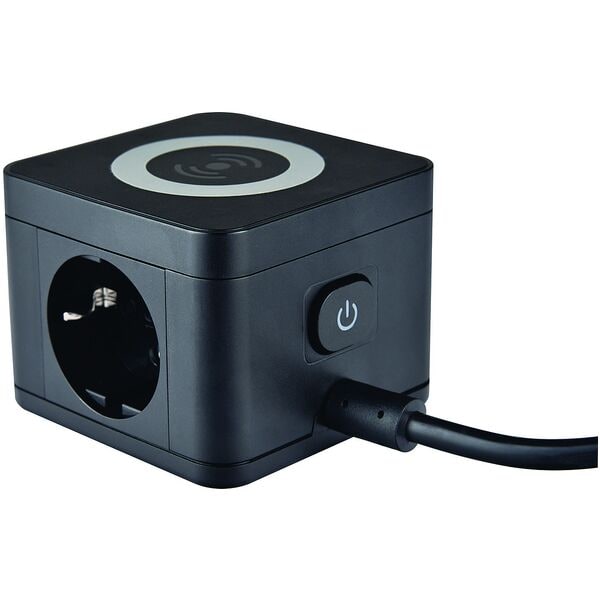 2-fach Tischsteckdose QI-Wireless Ladestation schwarz