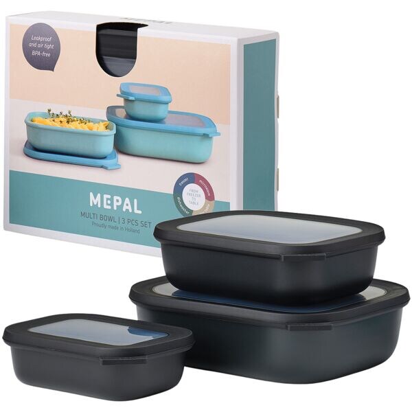 MEPAL Frischhaltedosen-Set Cirqula rechteckig flach 3 Stck