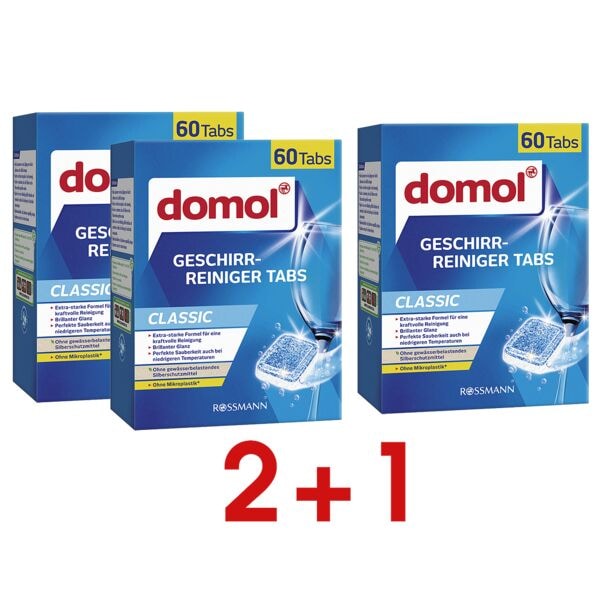 domol 2 + 1 Aktion: Geschirrreiniger Tabs Classic 3x 60 Tabs