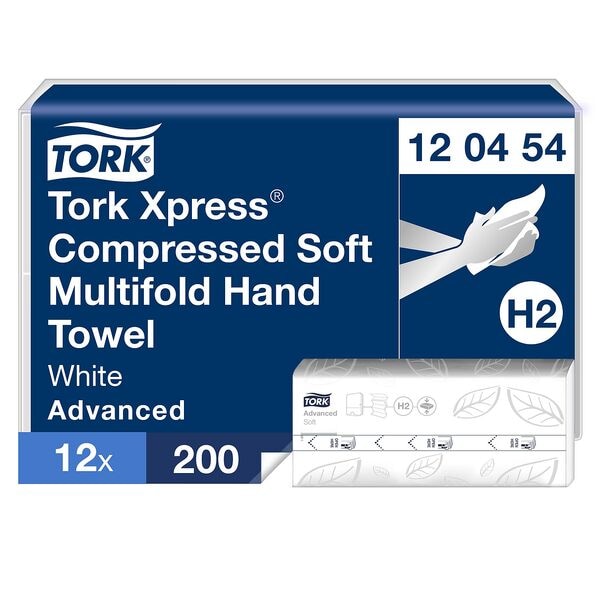 Papierhandtcher Tork H2 Advanced 2-lagig, wei, 21,2 cm x 32,2 cm aus Recyclingpapier mit I-Falzung - 2400 Blatt gesamt