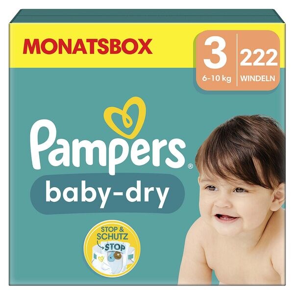 Pampers Windeln baby-dry™ Monatsbox Gr.3 (6-10 kg) 222 Stck