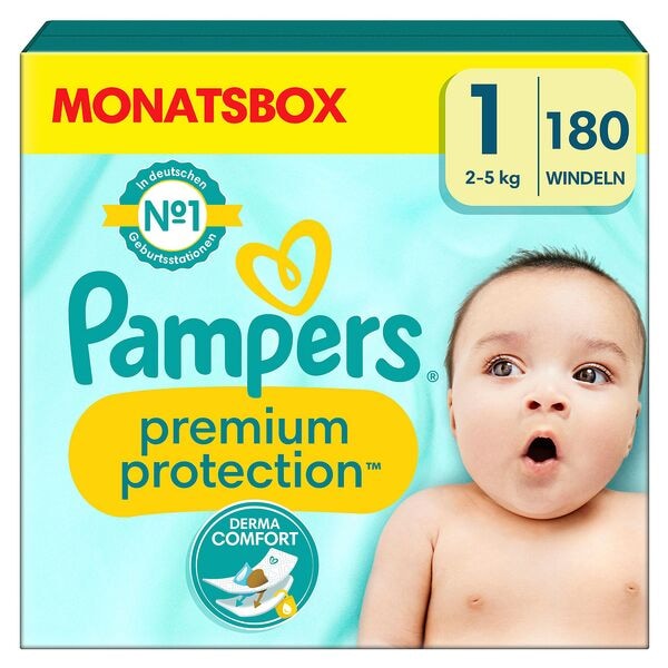 Pampers Windeln Monatsbox premium protection™ Gr.1 (2-5 kg) 180 Stck