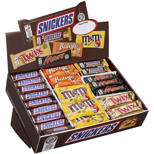 SNICKERS 72er-Pack Schokoladen-Sortiment Topsellerbox