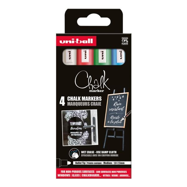 uni-ball 4er-Pack Kreidemarker »uni Chalk PWE-5M Basic«