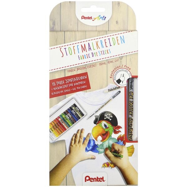 Pentel 15er-Set Stoffmalkreiden inkl. Konturenstift