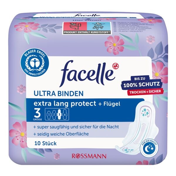facelle 10er-Pack Monatsbinden Ultra Binden extra lang protect + Flgel