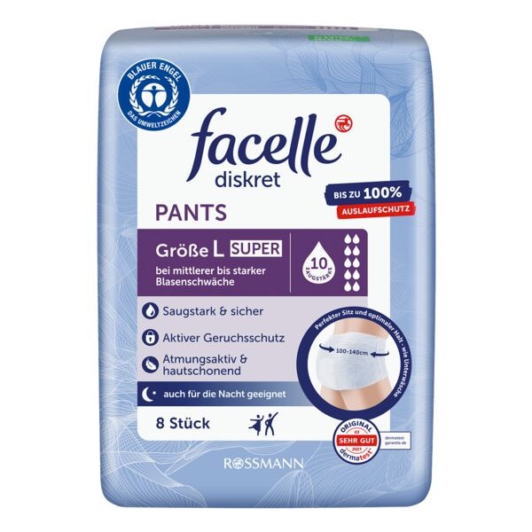facelle 8er-Pack Inkontinenzhosen »Pants super« Gr. L