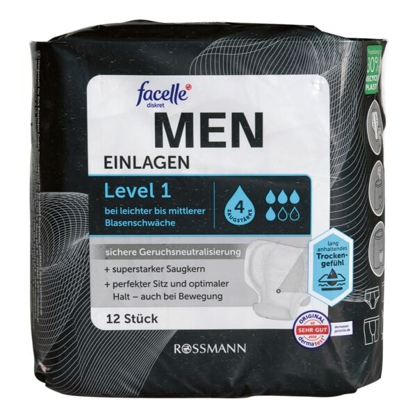 facelle 12er-Pack Einlagen MEN Level 1