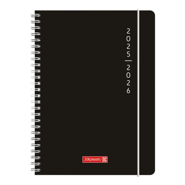 Brunnen Schülerkalender Wochenkalender »Plain Black 2025/26« A5