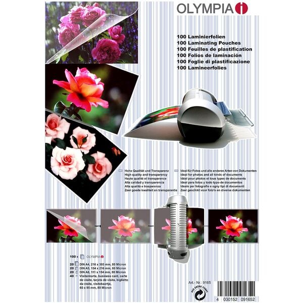 Olympia 100 Stück Laminierfolien A4 / A5 / A6 Set 80 mic